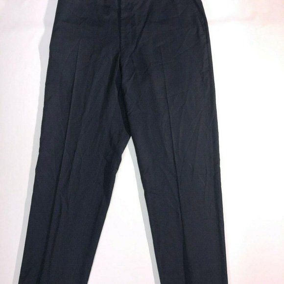 Canali Brown Label Navy Wool Flat Front Pants - Picture 2 of 8